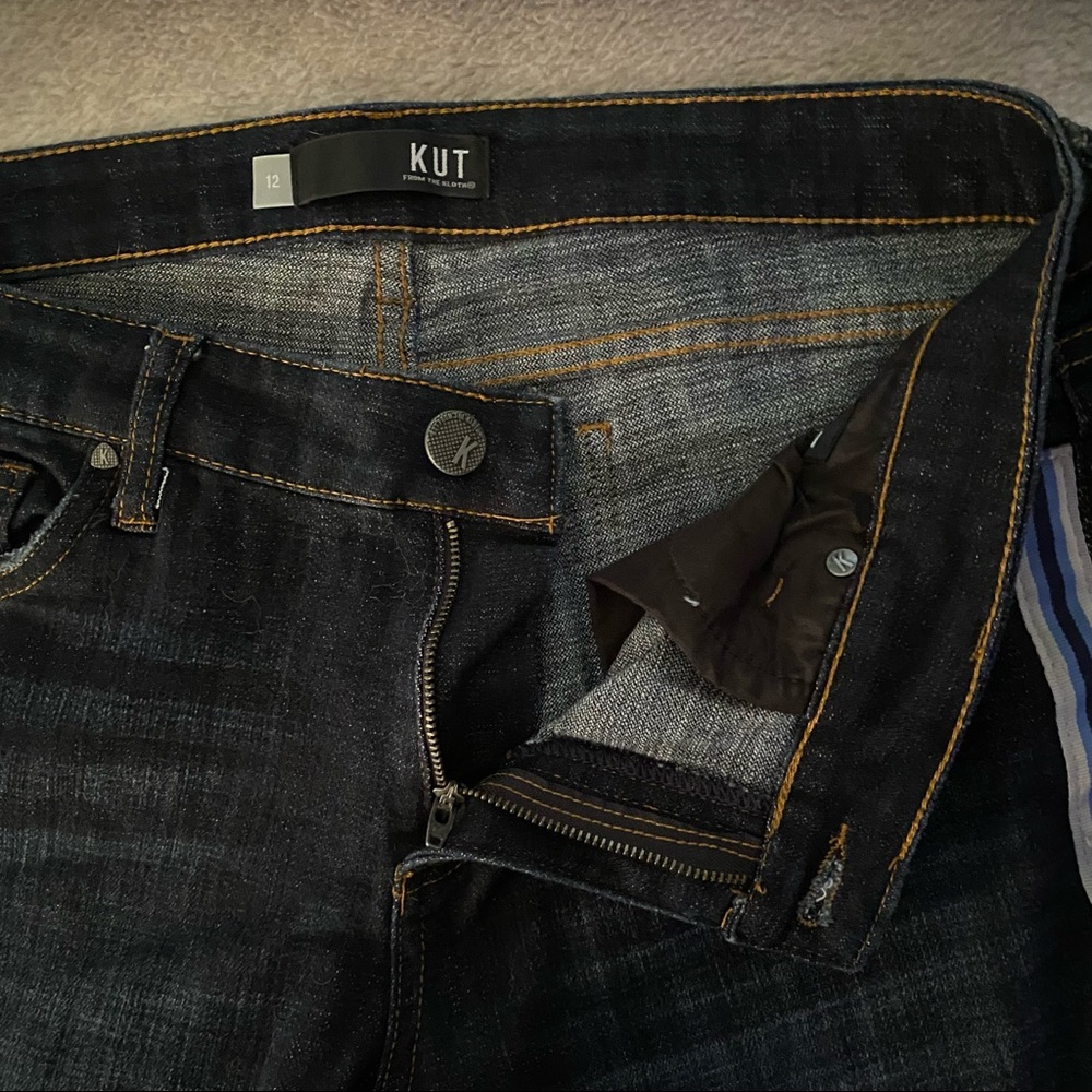 Kut from the Kloth Stevie Ankle Straight Leg Jean with Blue Varsity Side Stripes - Picture 11 of 12